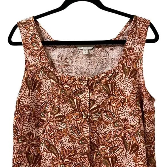 Garnet Hill Vale Linen Paisley Floral Tank Dress Size 12 - Picture 4 of 10